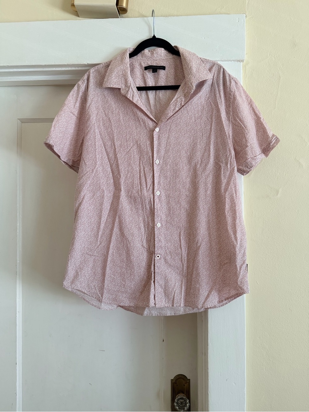 John Varvatos Light Pink Short-Sleeve Button-Down Shirt